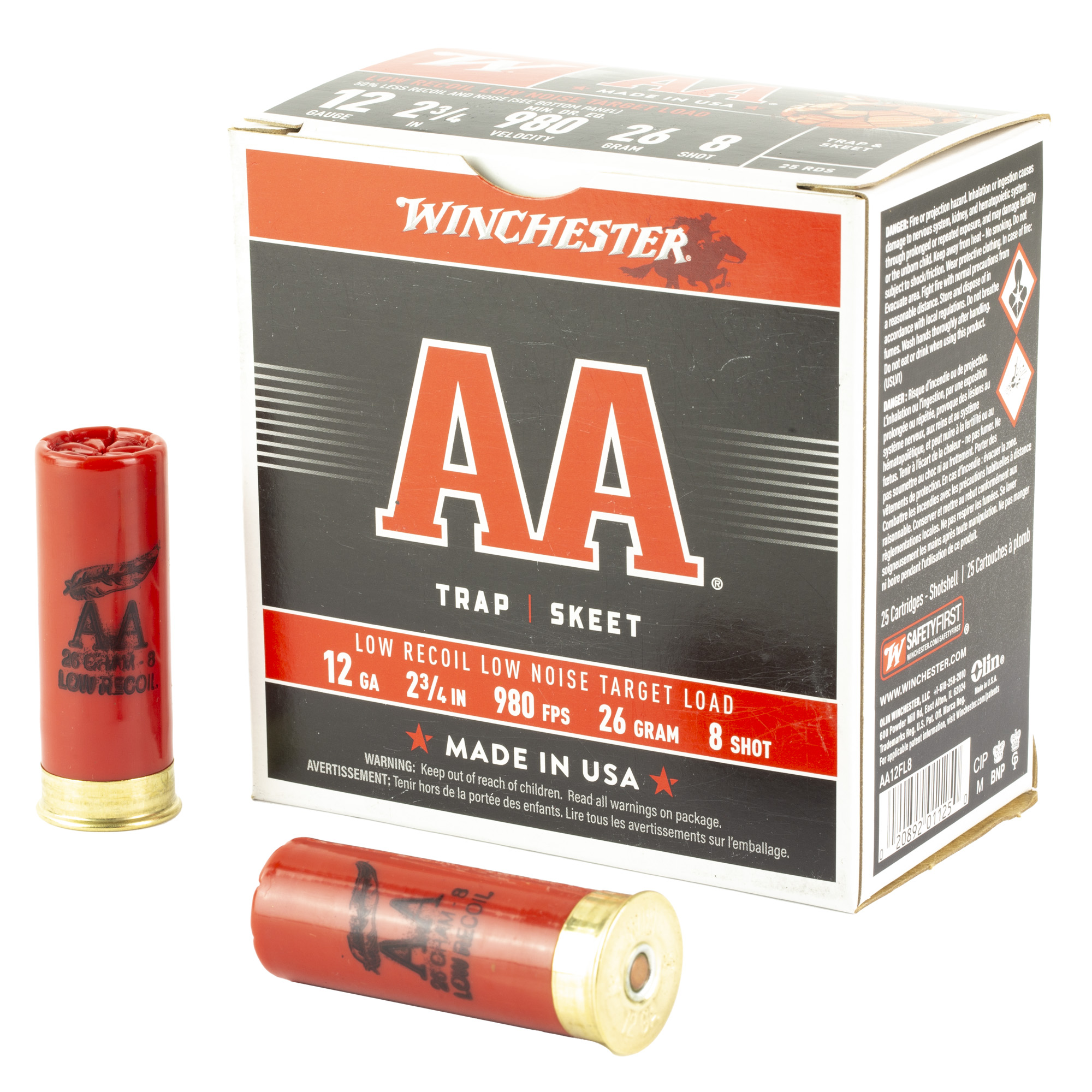 Winchester AA Low Recoil 12ga 8 Shot – Consistent Target Load, 25 Shells 3 Winchester AA Low Recoil 12ga 8 Shot – Consistent Target Load, 25 Shells - Image 3