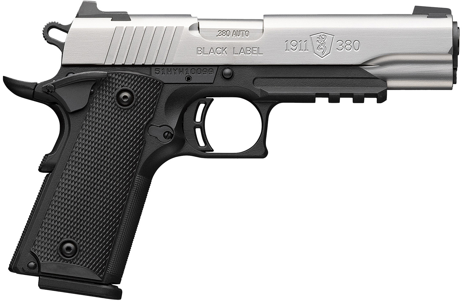 Browning 1911-380 Black Label — 1911-380 380ACP SS 4.25" RAIL#