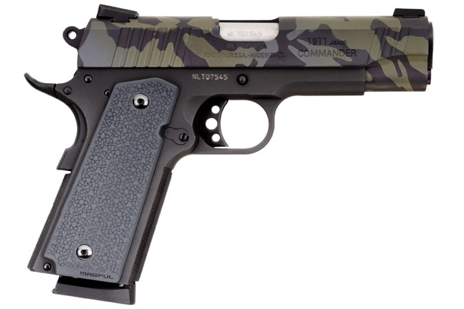 Taurus 1911 Commander 45 ACP Semi-Auto Pistol - Item #: TA1911COM-LCMGR / MFG Model #: 1-1911C-LBCMG / UPC: 725327933434 - 1911 COMANDR 45ACP MAGPUL GRAY 1-1911C-LBCMG | BLK/DARK CAMO