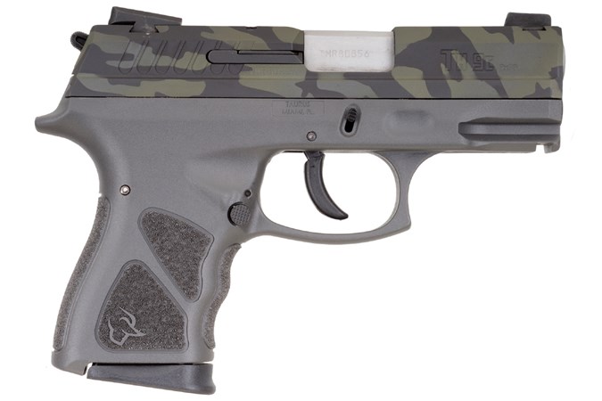 Taurus TH9 Compact 9mm Semi-Auto Pistol - Item #: TATH9CGRYBC / MFG Model #: 1-TH9C031G-LBC / UPC: 725327933502 - TH9 COMPACT 9MM CAMO/GRAY 17+1 1-TH9C031G-LBC|SAFETY|3.5" BBL