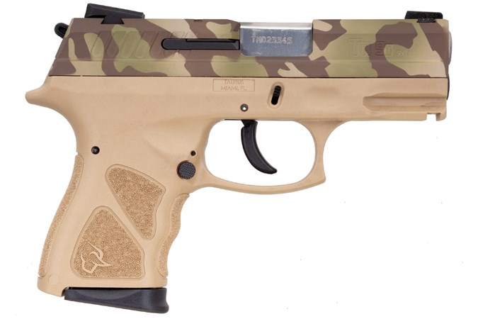 Taurus TH9 9mm Semi-Auto Pistol - Item #: TATH9TFDEC / MFG Model #: 1-TH9041T-LFC / UPC: 725327933489 - TH9 9MM CAMO/FDE 4.3" 17+1 MS 1-TH9041T-LFC | MANUAL SAFETY