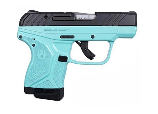 Ruger LCPII Lite Rack TALO Edition 22LR Pistol: Turquoise Frame, Black Slide, Single Action, 2.75" Barrel, 5.20" Length, 11.2oz Weight, 10+1 Capacity