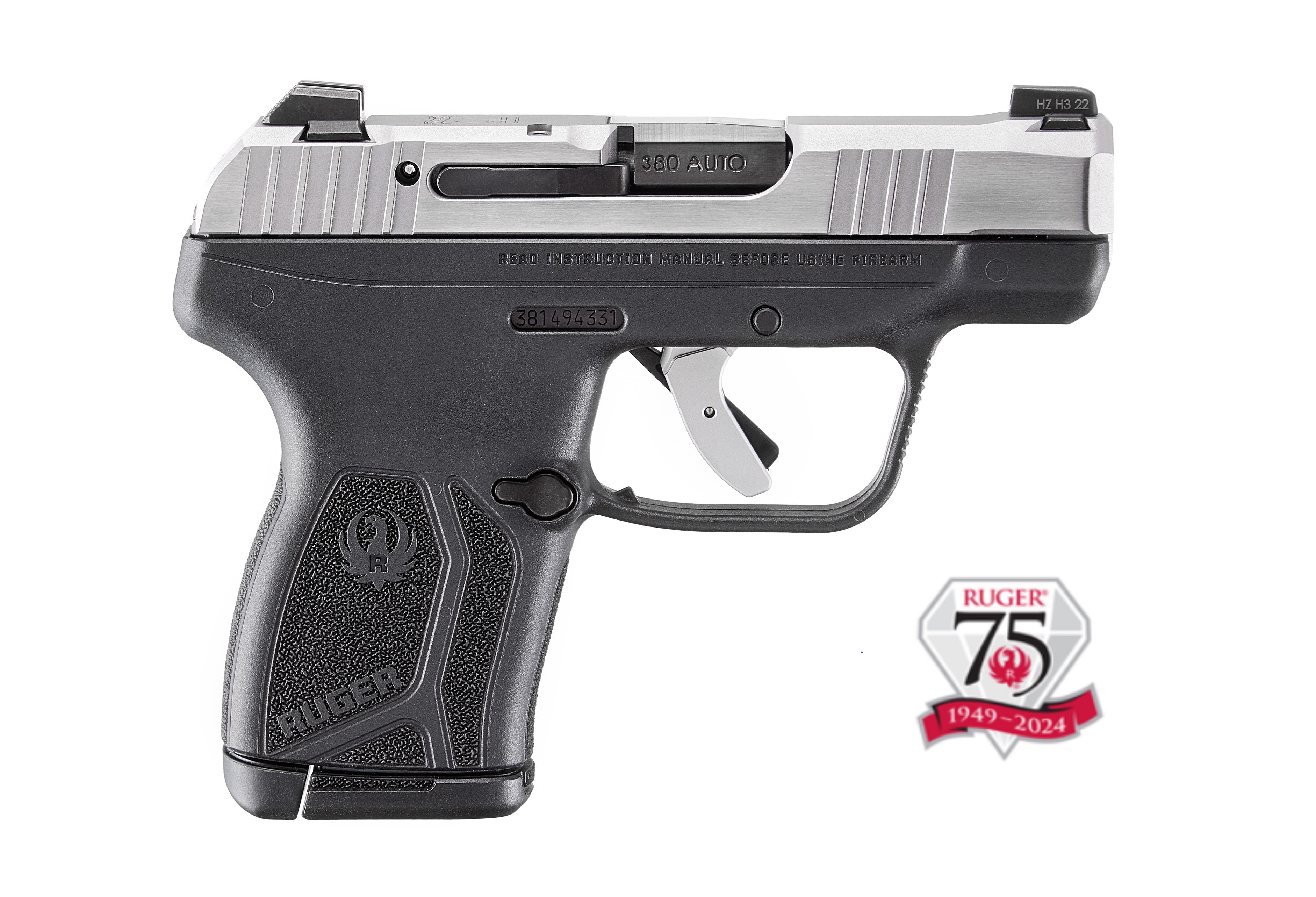 Ruger LCP MAX 380 Auto 10+1 Stainless Steel Slide & Alloy Barrel, Tritium Sights - 75th Anniversary Edition