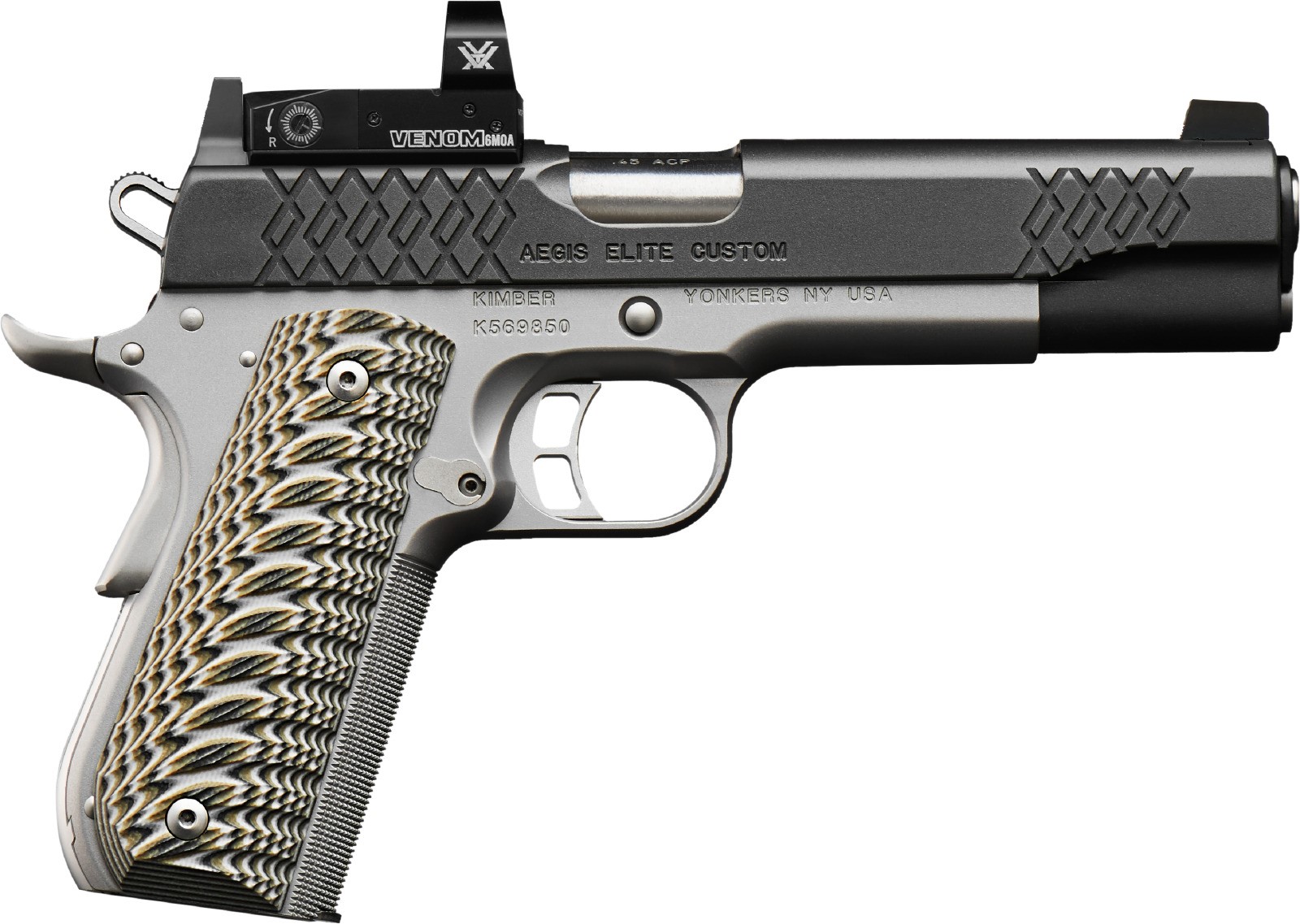 Kimber Aegis Elite Custom 1911 9mm Pistol with Vortex Optics Venom Red Dot and G10 Grips