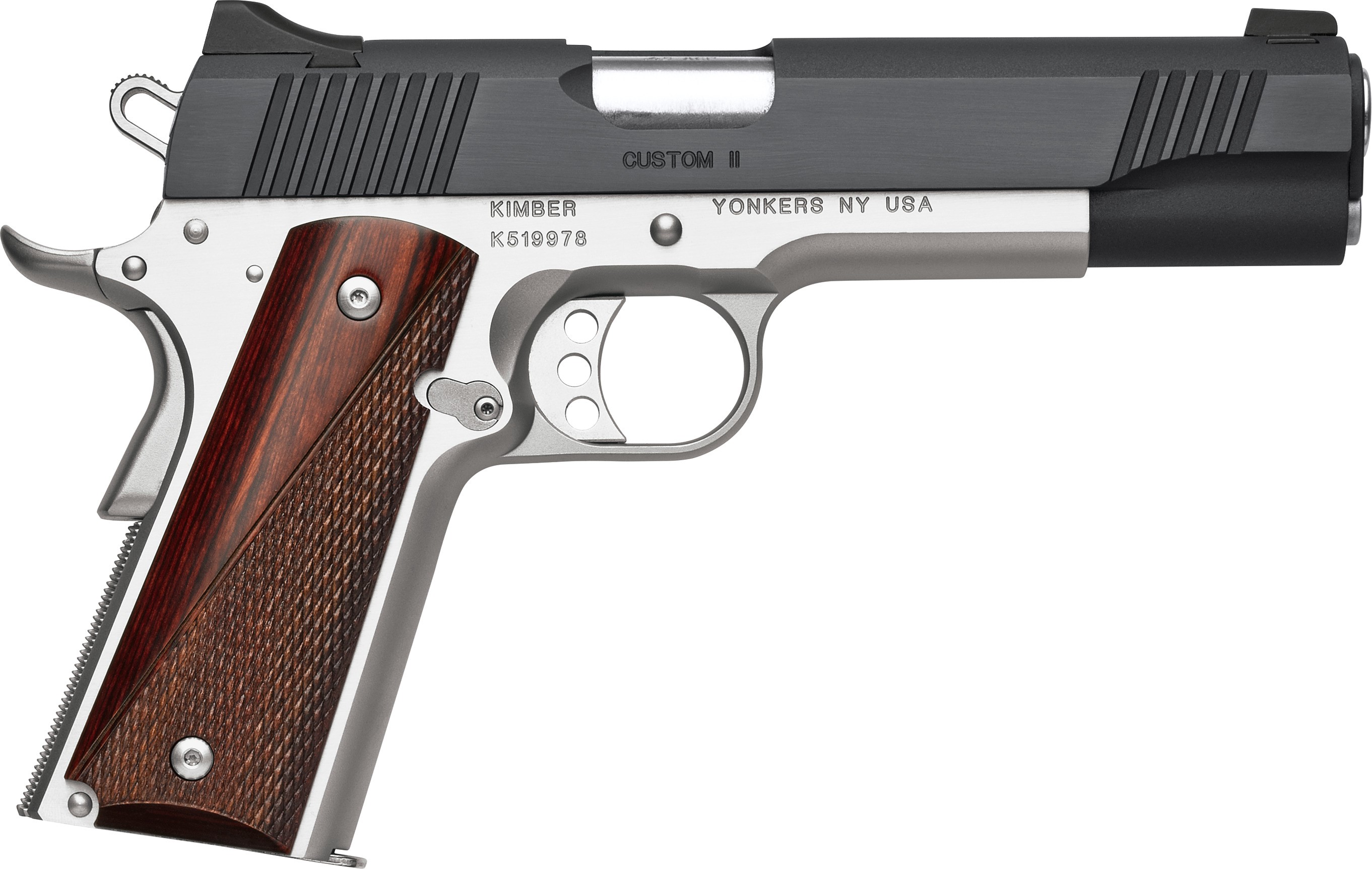 Kimber Custom II 9mm Two-Tone 5" Pistol: Low Profile Sights, 9RD, Rosewood Grips - Kimber - 9MM