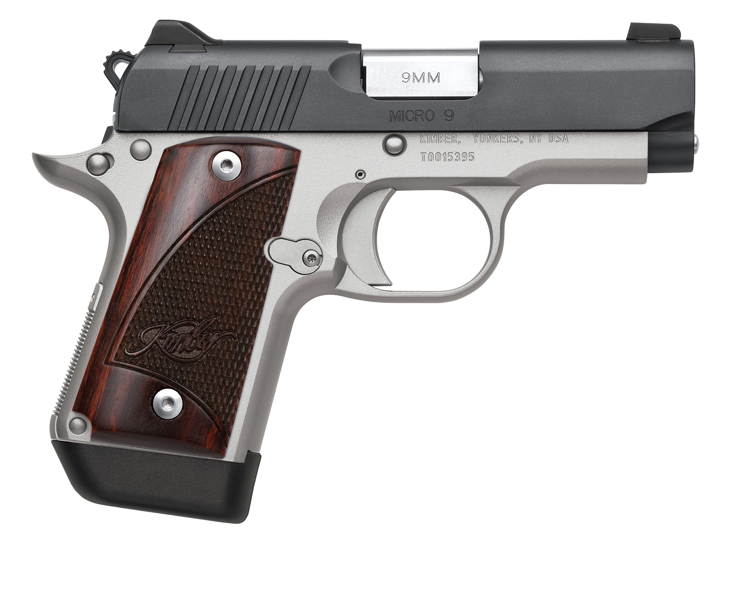 Kimber Micro 9 Semi-Automatic Pistol: 9mm Luger, 3.1" Stainless Steel Barrel, 7-Round Capacity, Rosewood Grips, Two-Tone Finish - Kimber - 9mm