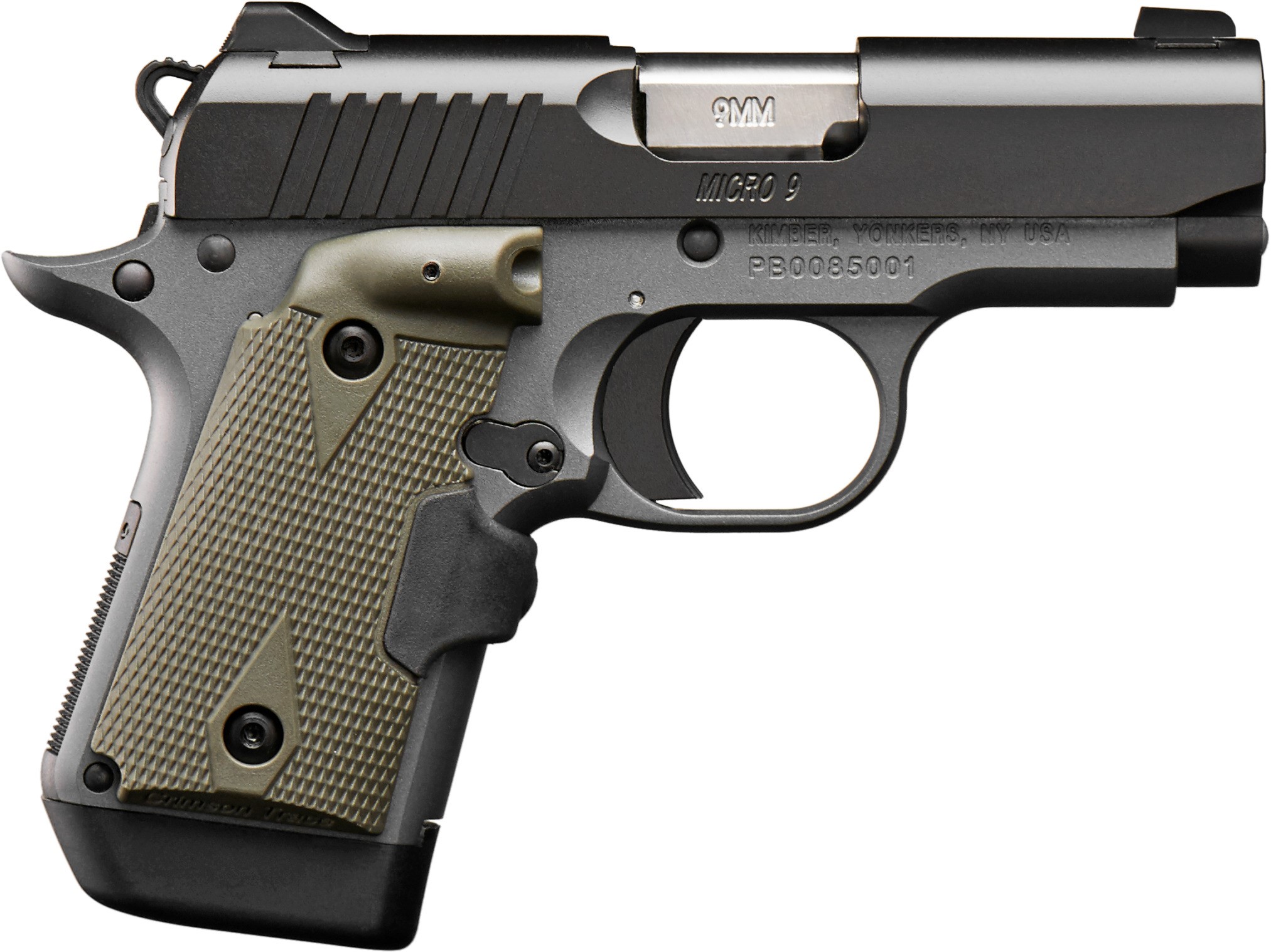 Micro Woodland Night 9mm 2.75" Pistol: 7RD, OD Green Laser, Gray/Black