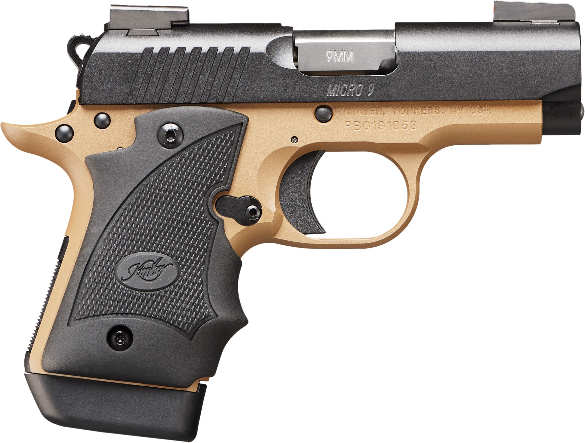 Kimber Micro 9 Desert Night DN 9MM Pistol - 3.15" Barrel, Black KimPro Slide, Desert Tan Finish