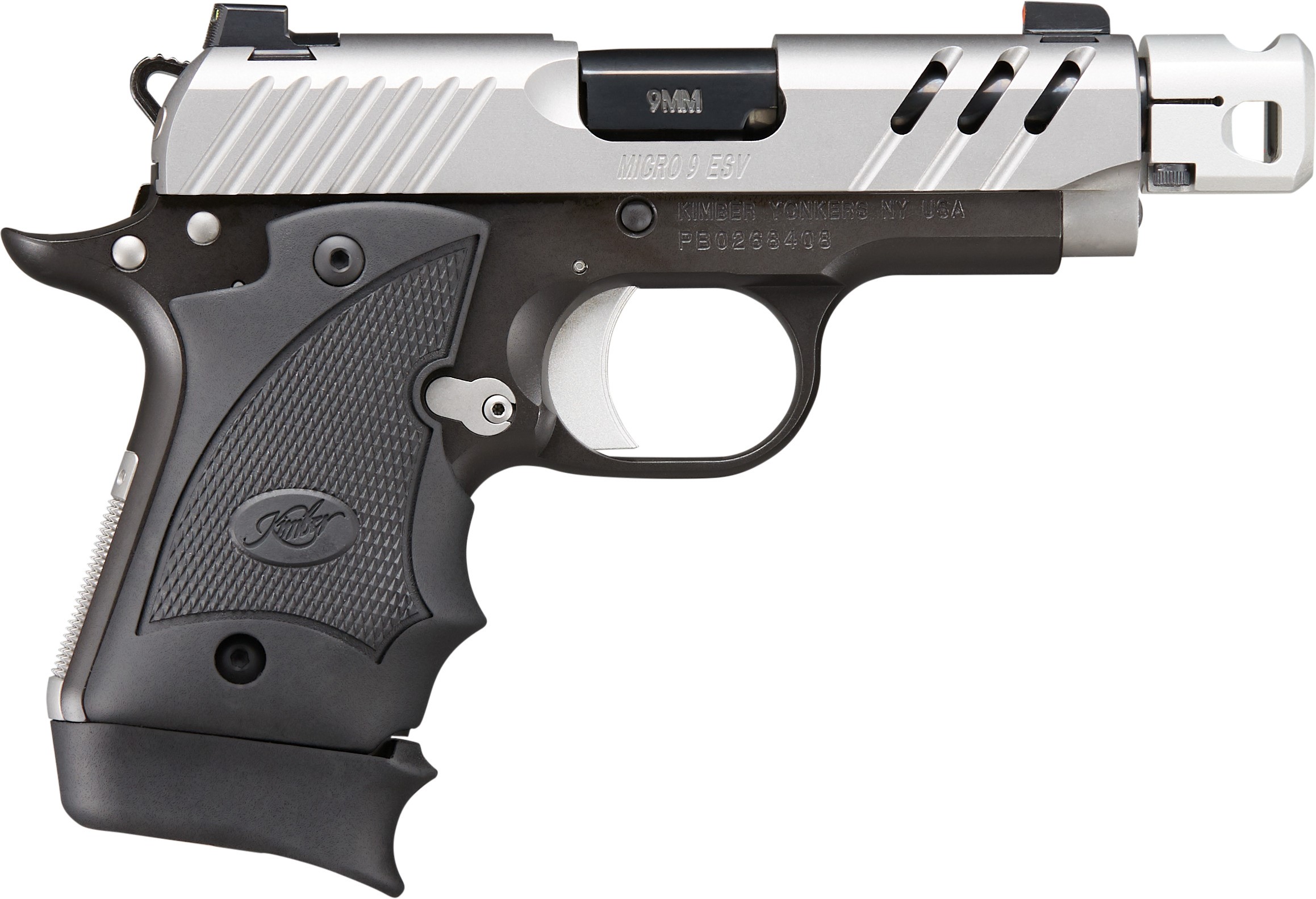 Kimber Micro 9 ESV Two Tone MC TP - Mini-Compensator, Truglo Tritium Pro Night Sights, Hogue Black Rub