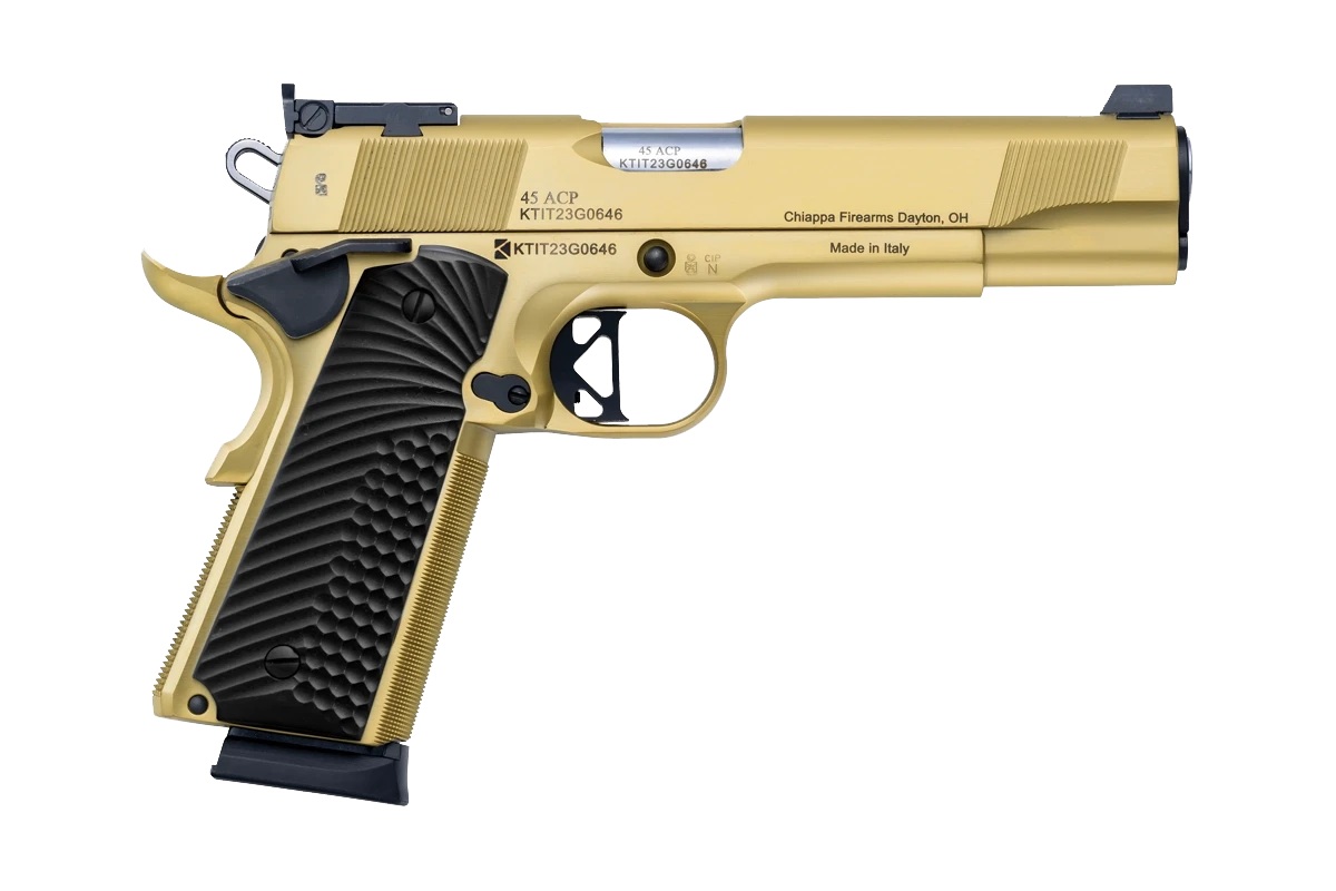 Chiappa 1911 EMPIRE GRADE 45ACP 5" FS 8RD G10 GRIP GOLD - Chiappa Firearms - .45 ACP