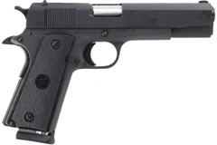 a black handgun with a white background with Springfield Armory in the background