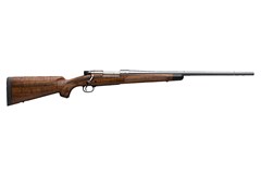 a brown rifle with a black handle