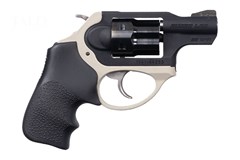 a black handgun with a white background