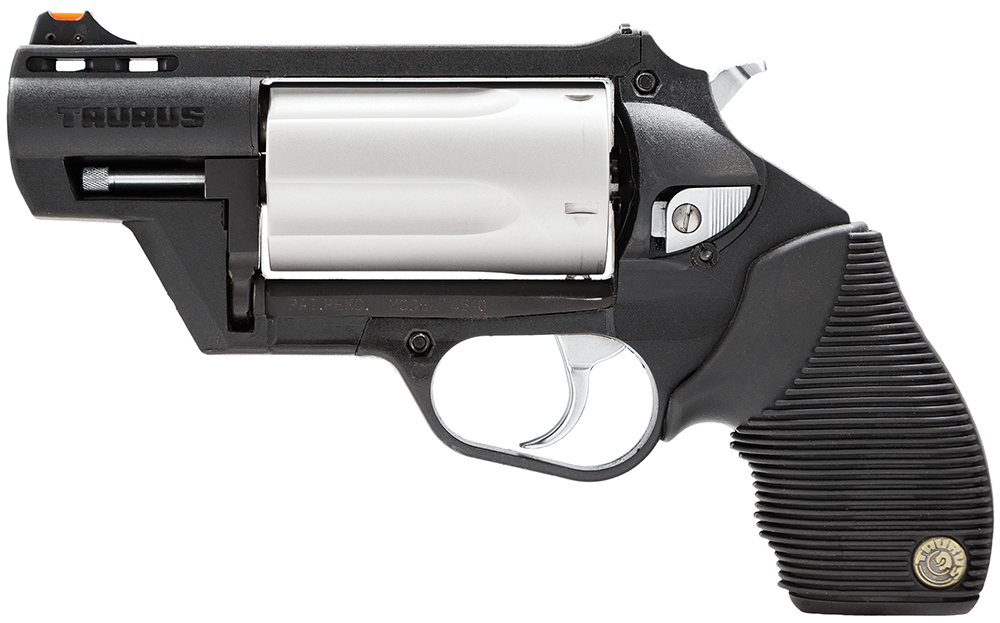 Taurus Public Defender Polymer 45 Colt/410 2.5in 5rd — Superb Lightweight Revolver 5 Taurus Public Defender Polymer revolver in 45 Colt and 410, left side view showing the stainless cylinder, polymer frame and ribbed grip