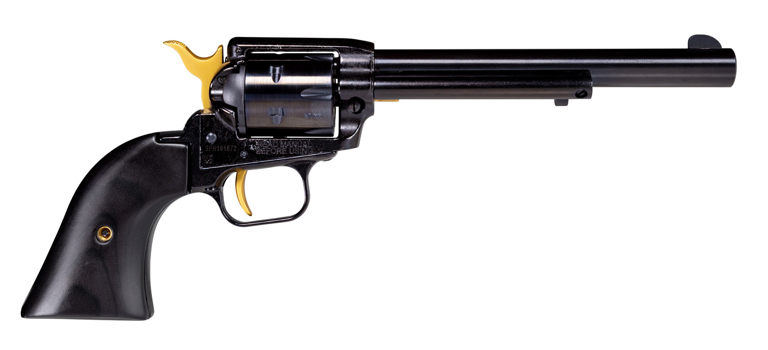 Heritage Rough Rider .22 LR 6-Round Revolver (4.75" Barrel) - Black with Gold Accents