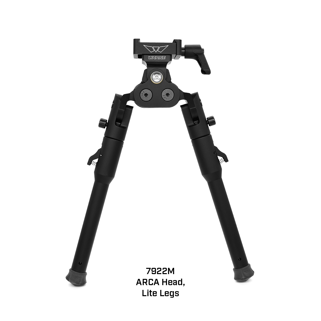 Warne 7922M Skyline Pro Bipod Black Anodized ARCA Head Lite Legs 7075 Aluminum