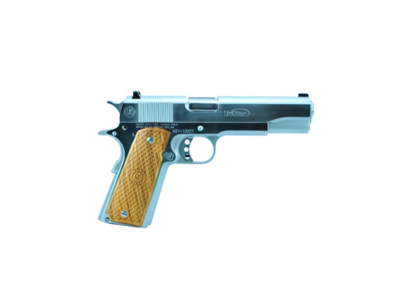 GOVERNMENT 1911 9MM CHROME 8+1 CHECK WOOD GRIP-img-0