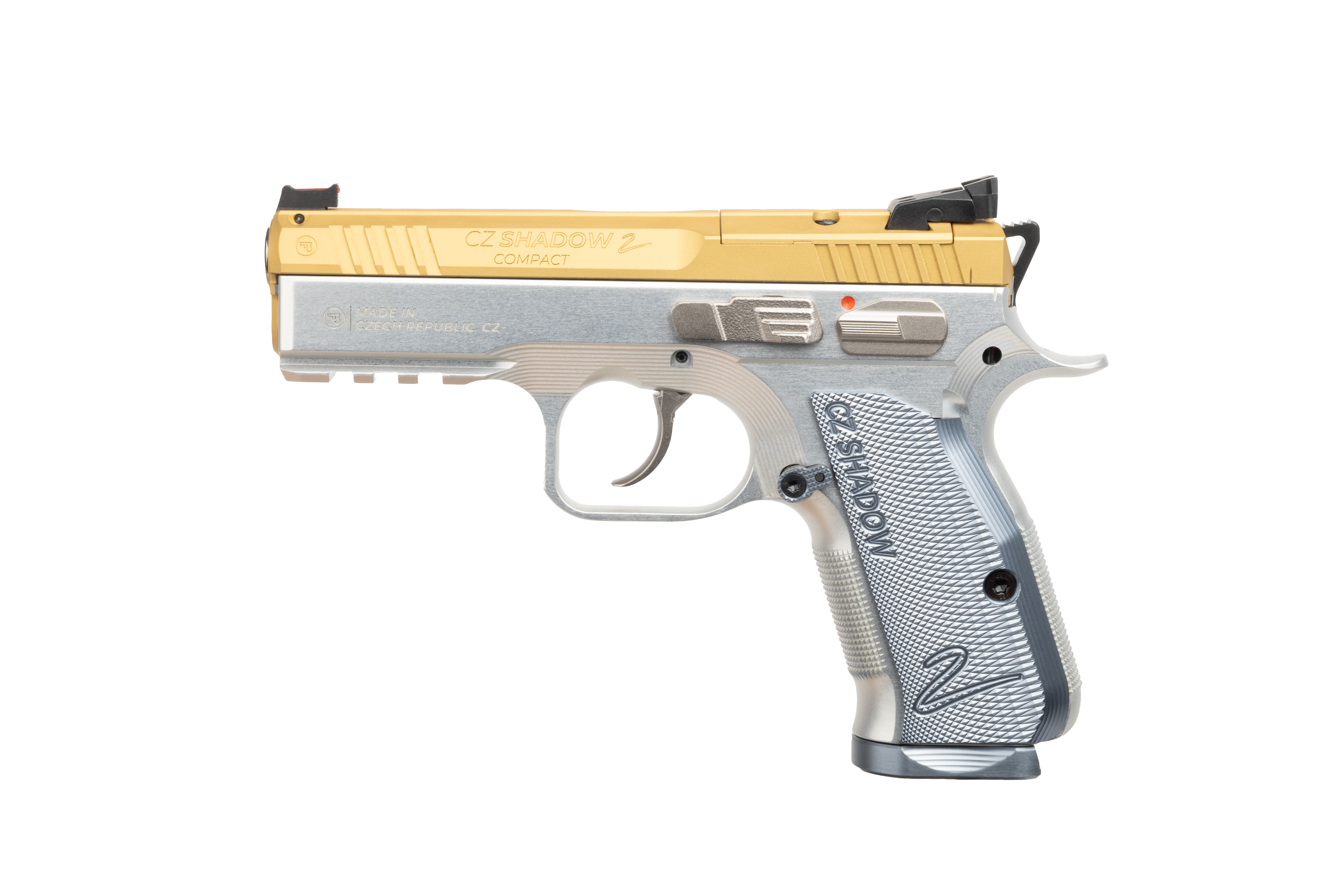 CZ Shadow 2 Compact Pistol 9mm 4 in. Gold w/Silver Grips 15 rd.