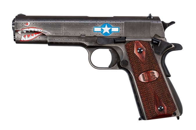 Auto-Ordnance - Thompson 1911A1 Squadron Special Edit. 45 ACP Semi-Auto Pistol - Item #: AO1911BKOWC3 / MFG Model #: 1911BKOWC3 / UPC: 602686421904 - SQUADRON WW2 1911A1 45ACP 7+1# BLK/GRAY CERAKOTE FINISH