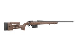 a brown rifle with a black handle