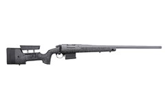 a black and silver rifle