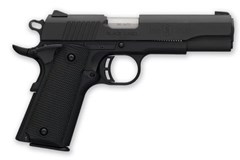 a black handgun with a white background with Springfield Armory in the background