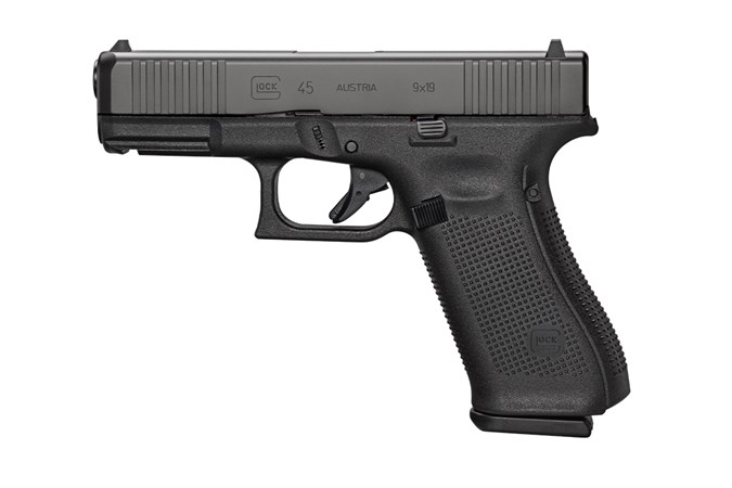 GLOCK G45 G5 MOS 9mm Semi-Auto Pistol - Item #: GLUA455S203MOS / MFG Model #: UA455S203MOS / UPC:  - G45 G5 9MM 17+1 4.0" MOS FS  # 3-17RD MAGS | FRONT SERRATIONS