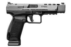 a black handgun with a white background with Springfield Armory in the background