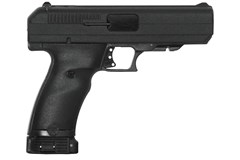 a black gun with a white background