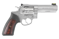 LIPSEY'S EXCLUSIVE Ruger GP100 357 Magnum | 38 Special 
Item #: RUKGP141-HV / MFG Model #: 1762 / UPC: 736676017621
GP100 357MAG SS/RUB 4" HIVIZ 1762 RUBBER GRIP W/WOOD INSERT