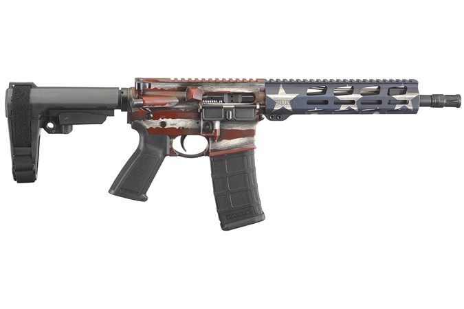 Ruger AR-556 223 Rem | 5.56 NATO Semi-Auto Pistol - Item #: RUAR-556-PCAF / MFG Model #: 8573 / UPC: 736676085736 - AR556 PIST 556 FLAG 10.5" 30+1 8573 | AMERICAN FLAG CERAKOTE