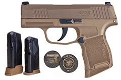 LIPSEY'S EXCLUSIVE SIG SAUER P365 NRA 9mm 
Item #: SI3659COYXR3NRA / MFG Model #: 365-9-COYXR3-NRA19 / UPC: 798681607891
P365 9MM 10+1 COYOTE NRA NS 365-9-COYXR3-NRA19 / 3 MAGS