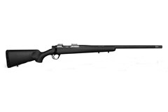 a black and silver rifle