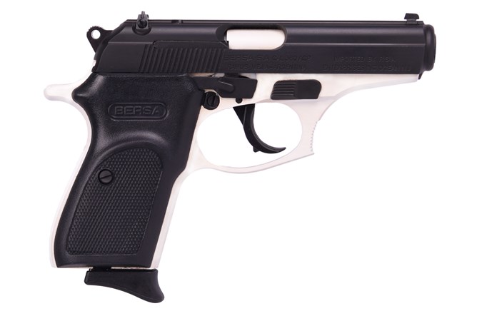 Bersa Thunder 380 380 ACP Semi-Auto Pistol - Item #: BST380WHT8 / MFG Model #: T380WHT8 / UPC: 091664960557 - THUNDER 380 WHITE/BLK 380ACP # CERAKOTE WHITE FRAME
