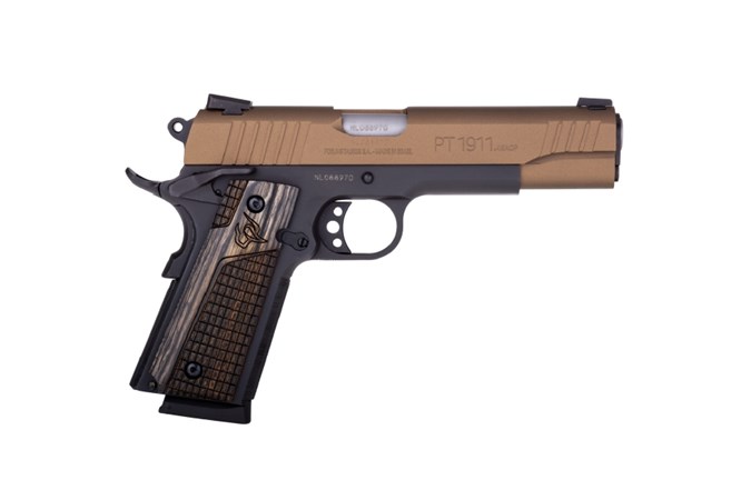 Taurus 1911 45 ACP Semi-Auto Pistol - Item #: TA1911ALT2 / MFG Model #: 1-191101-ALT2 / UPC: 725327931843 - 1911 45ACP BLK/BRONZE 5" 8+1 1-191101-ALT2  ALTAMONT GRIPS