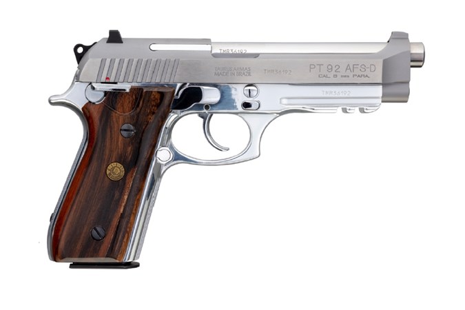 Taurus PT-92 9mm Semi-Auto Pistol - Item #: TAPT92SSBW5-17 / MFG Model #: 1-920159-17OW / UPC: 725327933373 - PT92 9MM DA SS/WD FS 17+1 1-920159-17OW|BRAZILIAN WALNUT