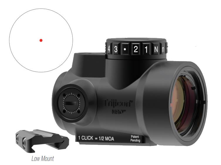 Trijicon MRO 2.0 MOA Adjustable Red Dot Sight, Low Mount, 1x25mm, 7075-T6 Aluminum, Waterproof, Black