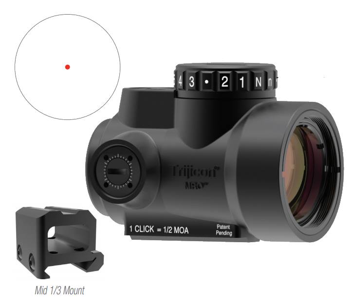 Trijicon MRO 1x25 Red Dot Optic, Adjustable, Lower 1/3 Co-Witness Mount, 2.0 MOA, Black, MRO-C-2200006
