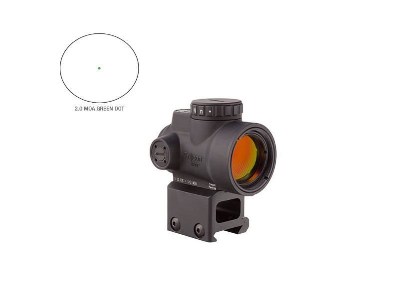 Trijicon Miniature Rifle Optic, 1x25mm, 2.0 MOA Green Dot, Waterproof, 7075-T6 Aluminum Housing, Black