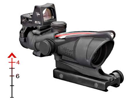 Trijicon ACOG 4x32mm Dual Illuminated Red Chevron .223 BDC Ballistic Rifle Scope, RMR Type 2 LED Red Dot, Shock-Resistant, Waterproof, Matte Black Finish