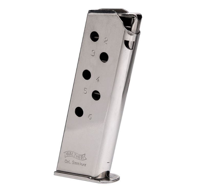 Walther PPK 380 ACP Magazine 6rd Nickel Finish MFG 2246009