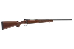 a brown rifle with a black handle