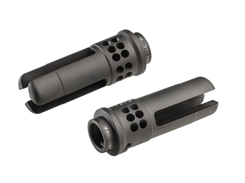 SureFire WARCOMP5561228 Flash Hider 22 Cal (5.56mm) 1/2"-28 tpi, Open Tine 3-Prong, Ported Black Stainless Steel for AR/M4