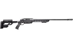 a black and white rifle