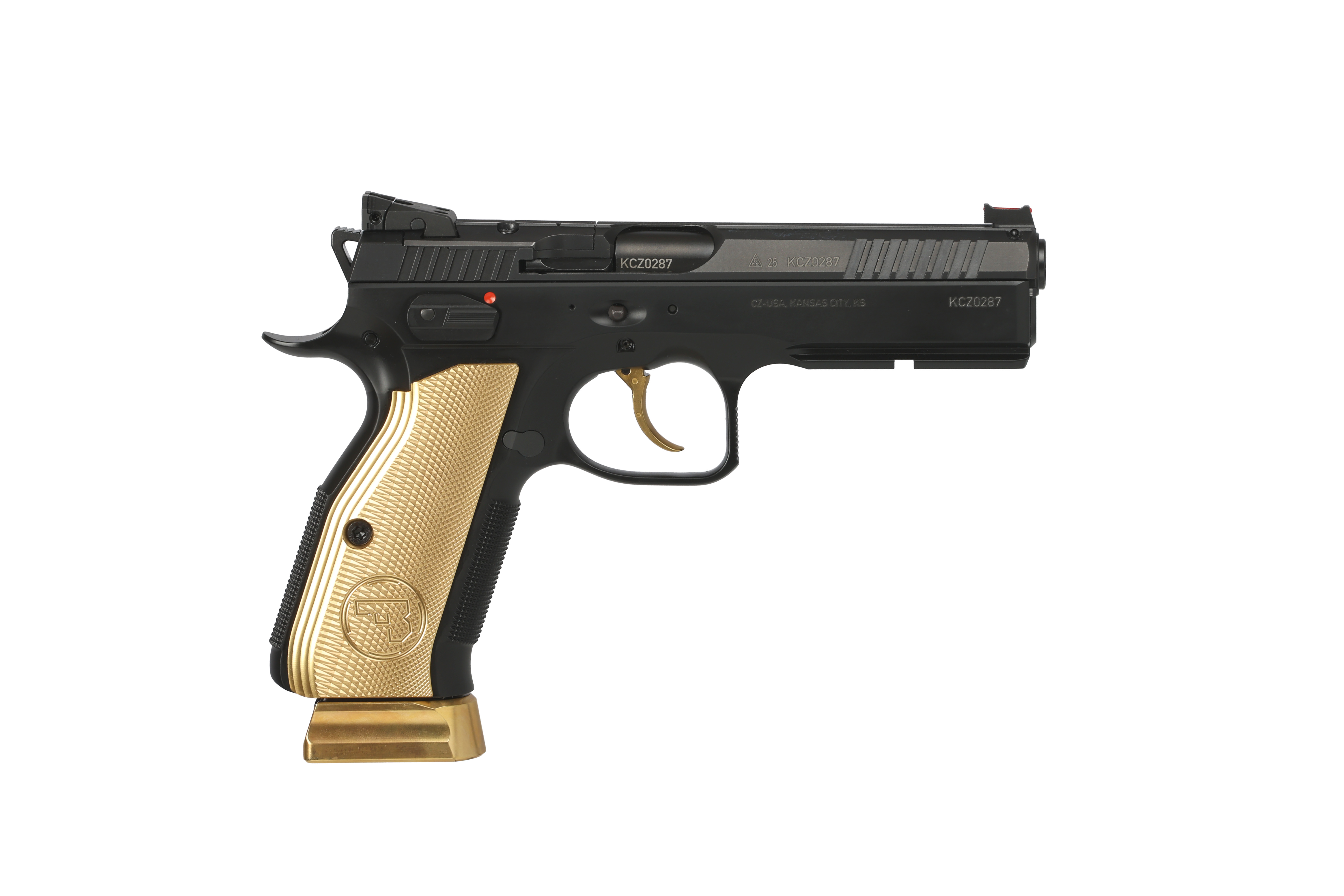 CZ 91242 CZ Shadow 2 Gold Digger 9mm 4.89" Black Polycoat/Nitride Semi-Auto Pistol - CZ-USA - 9mm Luger (9x19 Parabellum)