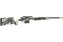 a silver and black rifle