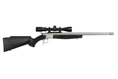 a black and silver rifle