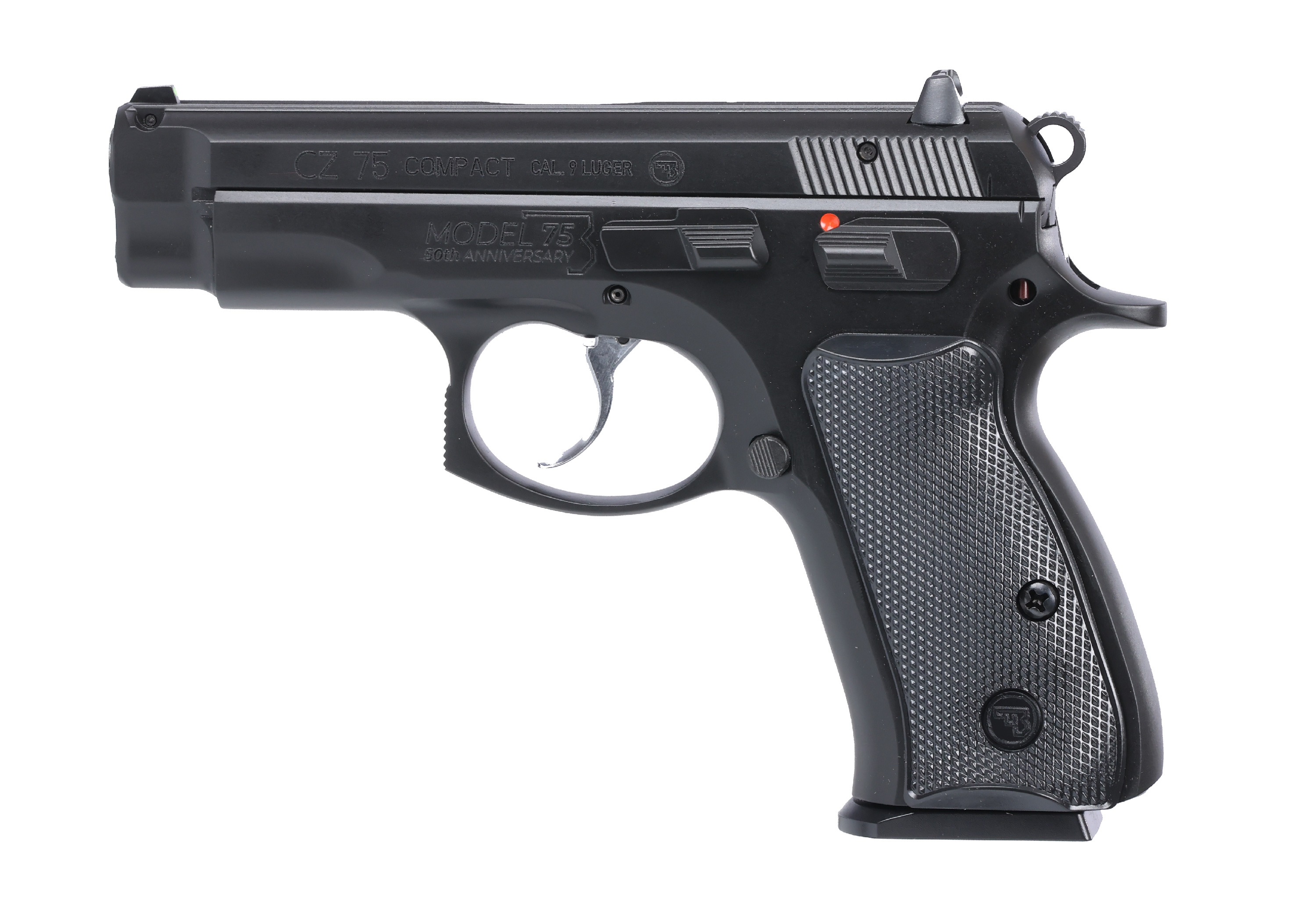 CZ 75 Compact 50th Anniversary Elite Pistol 9 mm 3.75 in. Black w/Manual Safety 10 rd.