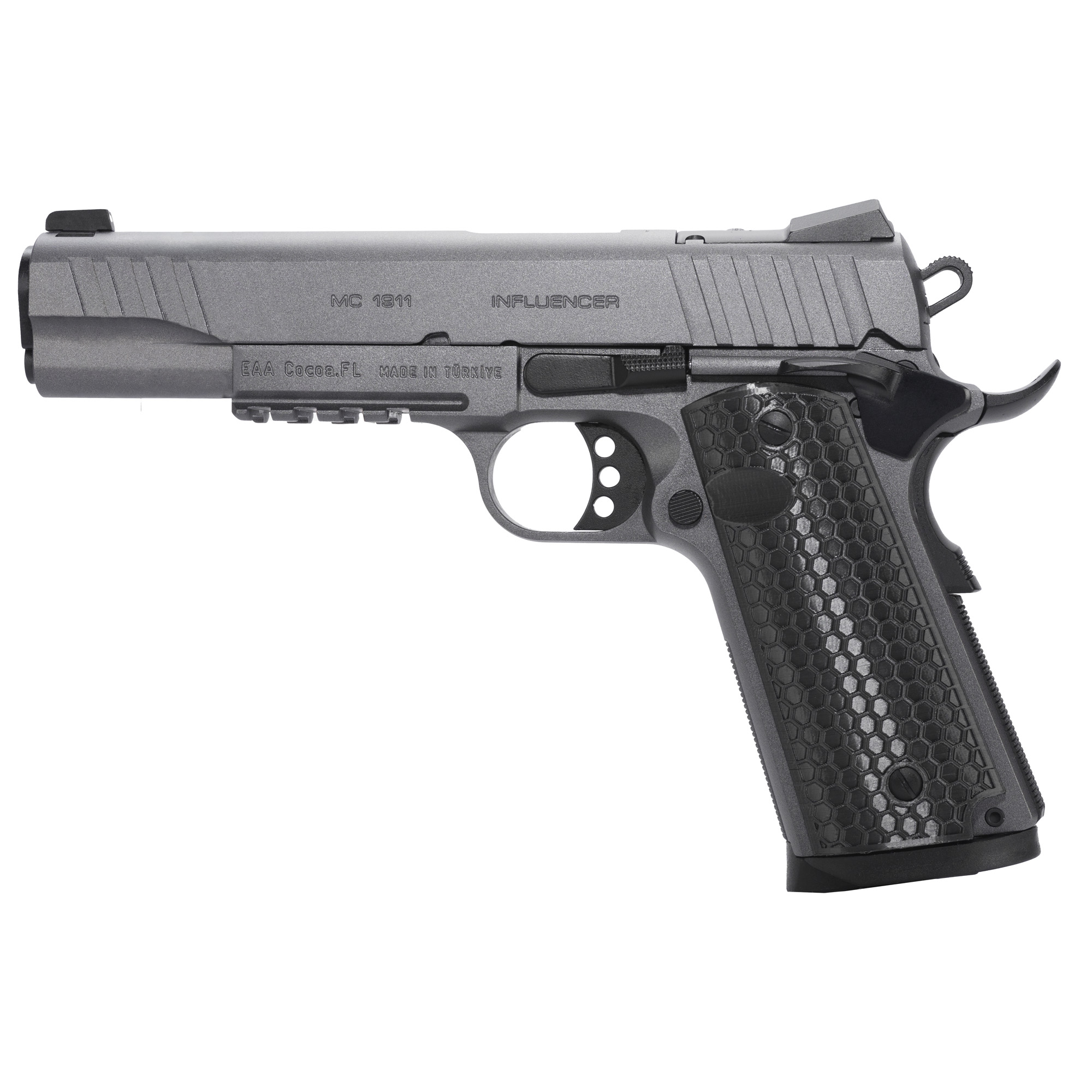 Girsan 391147 MC1911 S Influencer Full Size 45 ACP 8+1 5" Black Steel Ba...