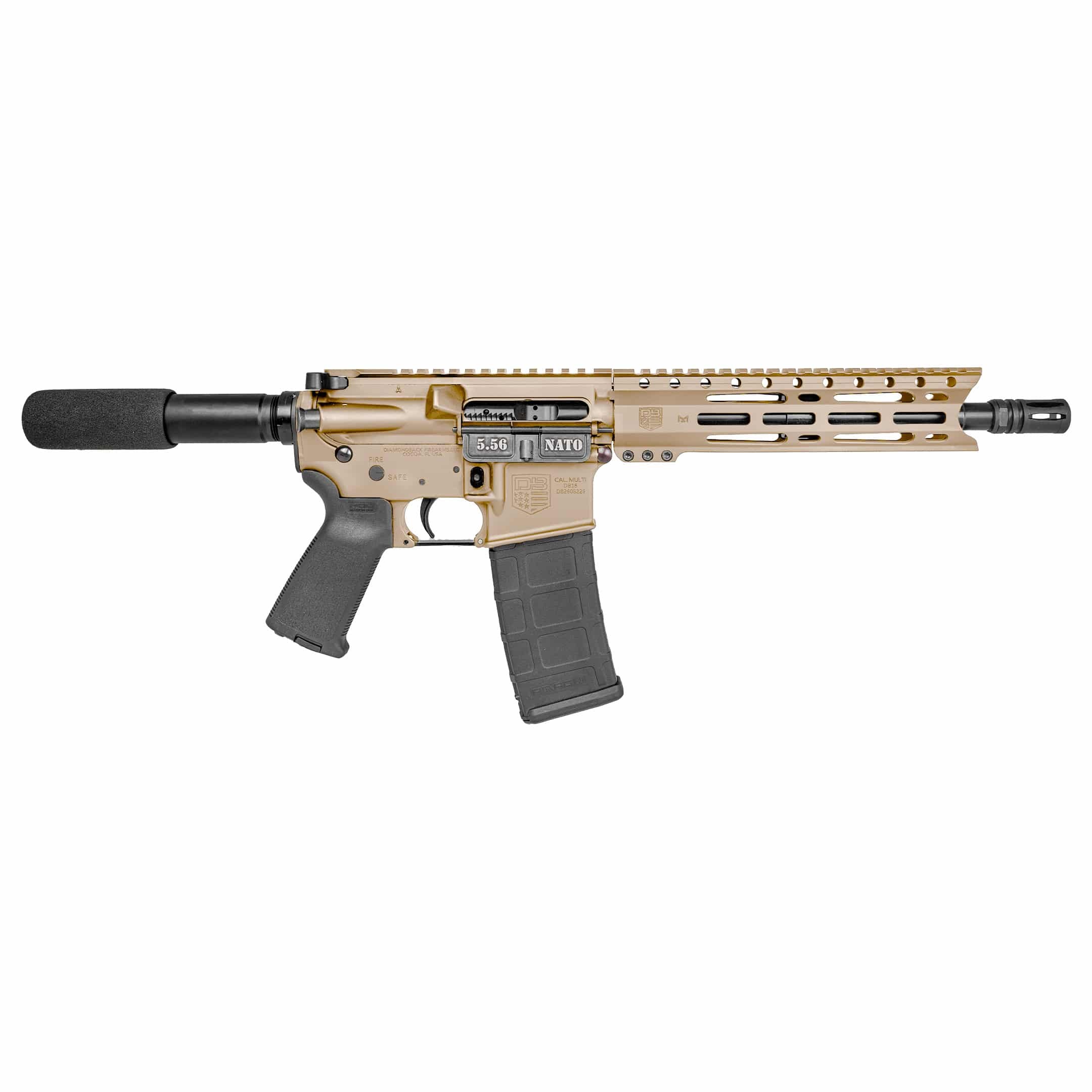 DIAMONDBACK DB15 5.56x45mm NATO 10" 30rd FDE Semi-Auto AR Pistol DB1915K061